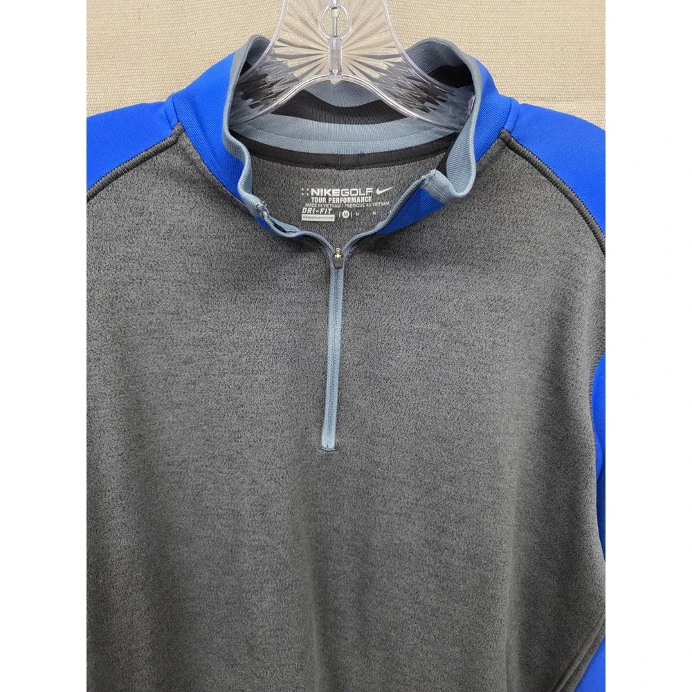 Nike Golf Tour Performance Dri-FIT Quarter Zip Pullover Gray Blue‎ Mens Medium